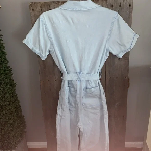 Chambray Washed Utility Jumpsuit by Skies Are Blue, Size Small - Picture 6 of 6